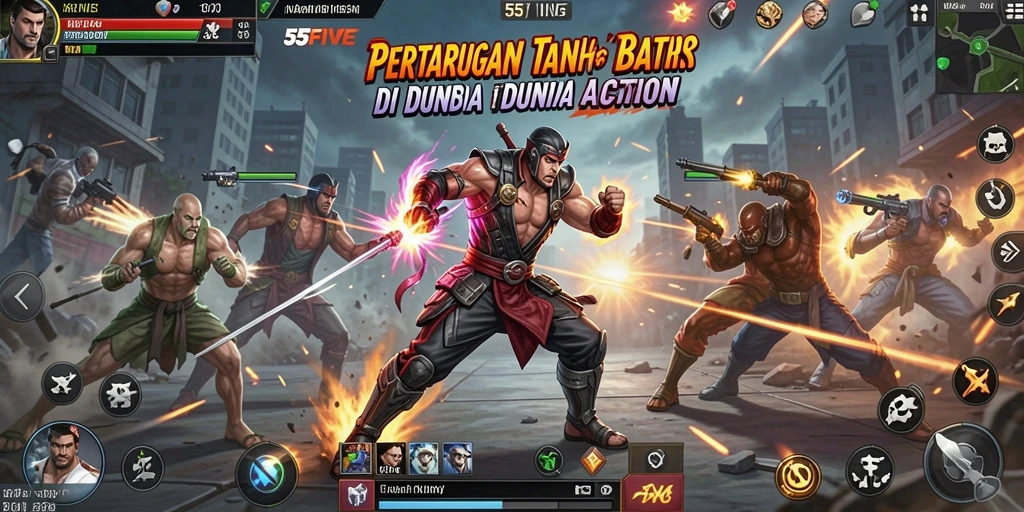 Gameplay mendebarkan dalam 55FIVE dengan aksi yang intens.