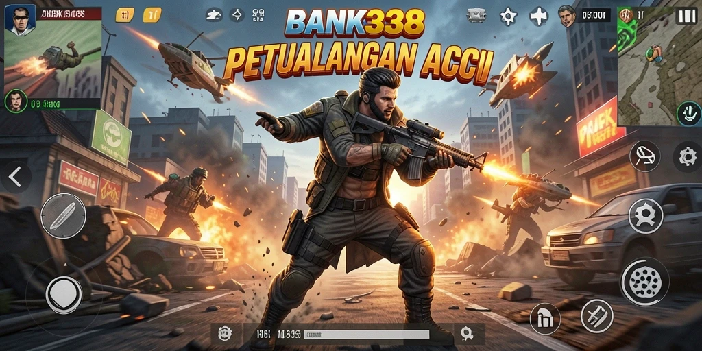 Tampilan gameplay mendebarkan dari BANK338 dengan aksi seru.