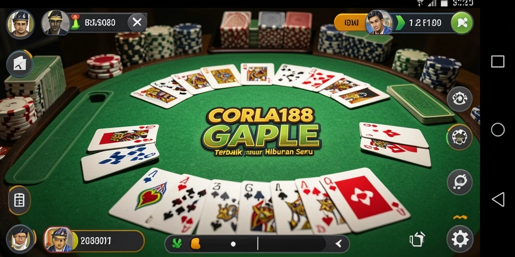 Screenshot gameplay CORLA188 menunjukkan serunya bermain Gaple secara online.
