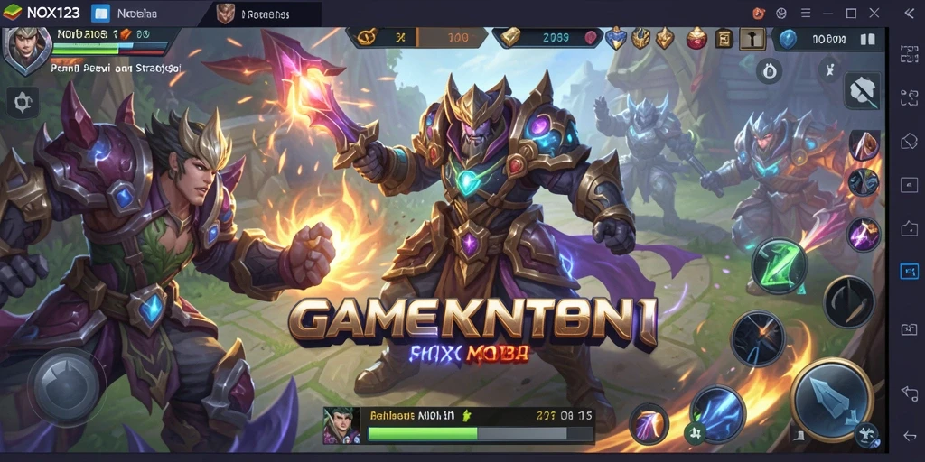 Tangkapan layar gameplay NOX123 saat pertempuran intens.